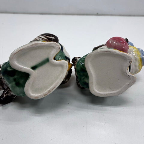 Vintage Ceramic Chicken Planter Pair Rooster Hen Figural Mid Century Style