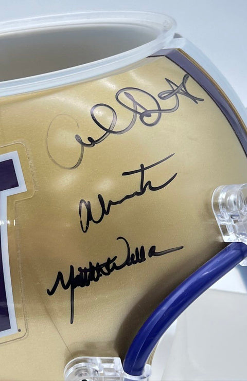 Washington Huskies NCAA Football Multi-Signed Helmet Snack Bowl Ice Bucket Gold