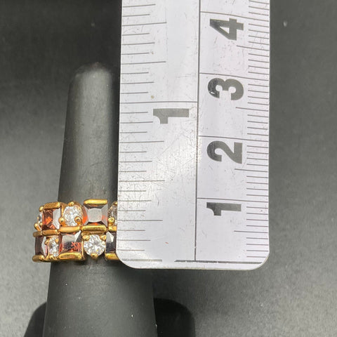 Gold Tone Faux Gemstone Costume Jewelry Lot 2 Cocktail Rings Size 7