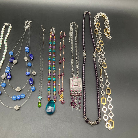 Fashion Costume Jewelry Lot of 11 Necklaces Beaded Faux Pearl Statement Styles