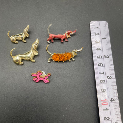 Dachshund Jewelry Lot 925 Sterling Silver Huggies Anthropologie JJ Pins 7pc