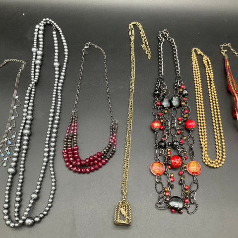 Costume Jewelry Lot of 7 Statement Necklaces Beaded Multi Strand Pendants