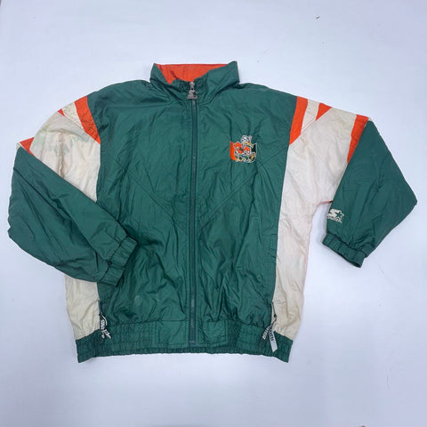 Vintage 90s Starter Miami Hurricanes NCAA Full Zip Puffer Jacket Sz M