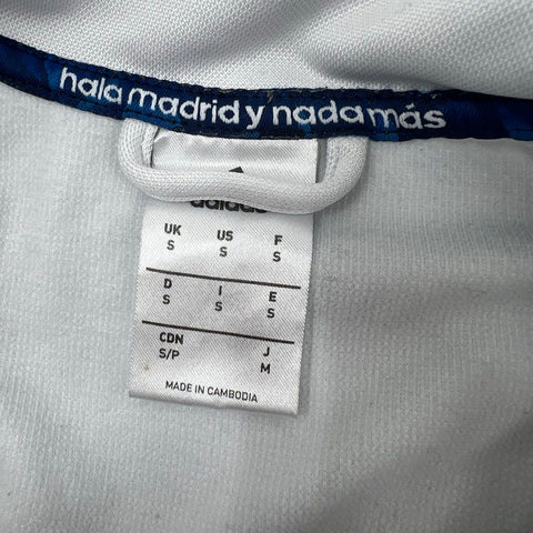 Adidas Men's White Real Madrid Anthem Soccer 3 Stripe Full Zip Track Jacket S