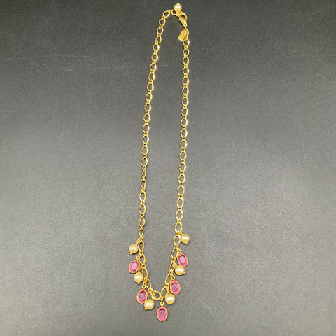 Deidre Hall Swarovski Gold Tone Purple Crystal Faux Pearl Necklace Set Lot of 2