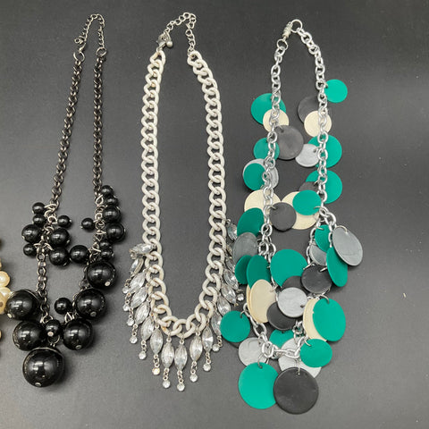 J. Crew & Mixed Fashion Necklace Lot of 6 Statement Bib Faux Pearl Rhinestone