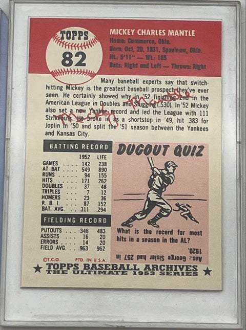 Mickey Mantle Willie Mays Topps Archives Ultimate 1953 Series Reprints Lot 2