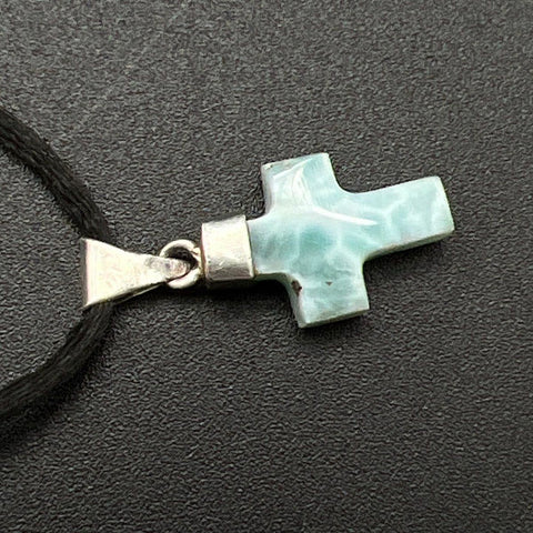 Black Cord Jewelry Lot of 12 Braided Rubber Necklaces Larimar Style Cross