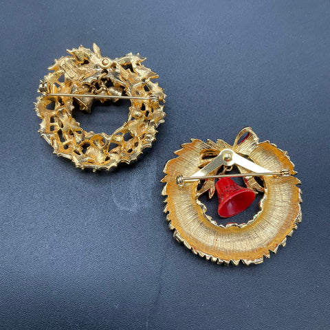 Vintage Christmas Holiday Brooches Lot 12 Signed Tancer Art Kmart Enamel Pins