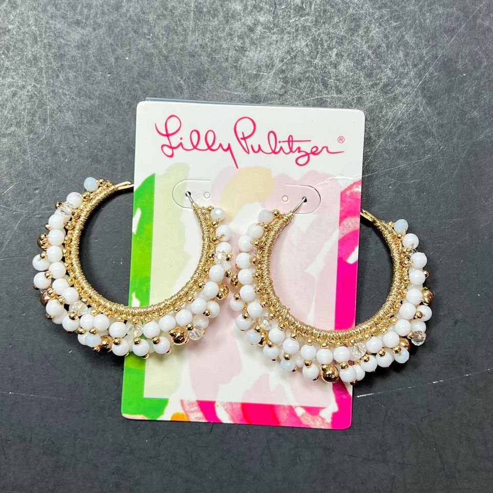 Lilly Pulitzer Faux Pearl Hoop Earrings NWT