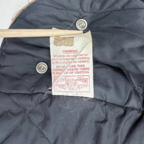 Vintage Carhartt 968QH Brown Duck Canvas Quilted Faux Fur Snap Hood Made USA