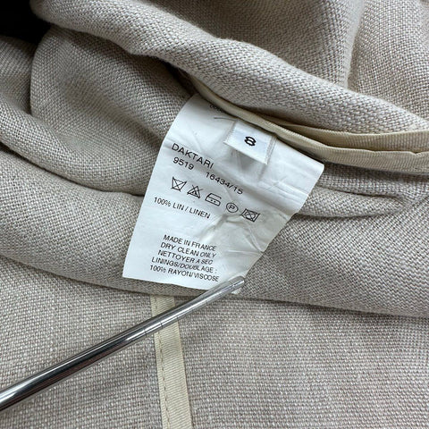 Bernard Zins Women's Vintage 90s Tan Linen Shirt Jacket Made in France Sz 8