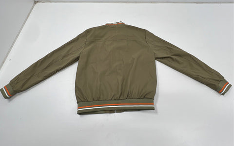 Adidas Men's Olive Green Orange Striped Trim Bomber Zip Up Track Jacket
