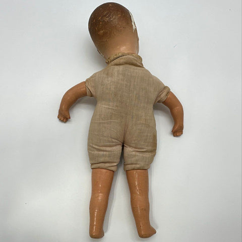 Antique Composition Baby Doll 15 Inch Sleep Eyes Painted Details Vintage