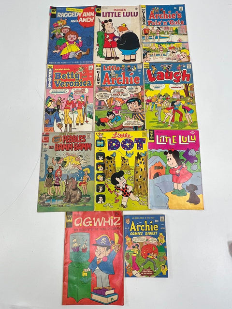 Vintage 70s Comic Book Lot of 13 Archie Little Lulu Pebbles Gold Key Dell