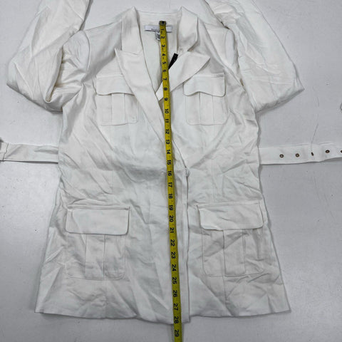 White House Black Market Women's Ecru Belted Safari Jacket Sz 2 NWT