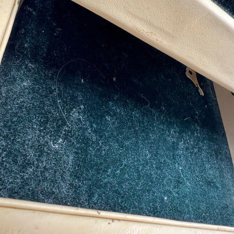 Vintage Mid-Century Medieval Scene Jewelry Box Two Tier with Key Faux Leather