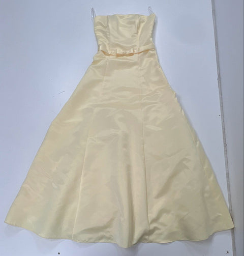 Vintage 90s Jessica McClintock for Gunne Sax Strapless Formal Gown Yellow Sz 3/4