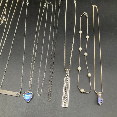 Fashion Costume Jewelry Lot 15 Necklaces Pendants Silver Gold Tone Cross Heart
