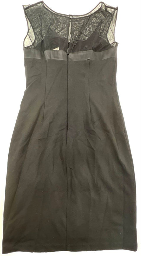 Cache Women's Black Ruched Mesh Yoke Sleeveless Dress Sz 8 NWT