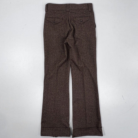 Vintage 70s Farah Men's Brown Herringbone Cuffed Trousers Made USA