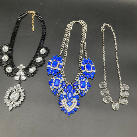 Fashion Statement Necklace Lot of 4 Bib Collar Rhinestone Crystal Beaded