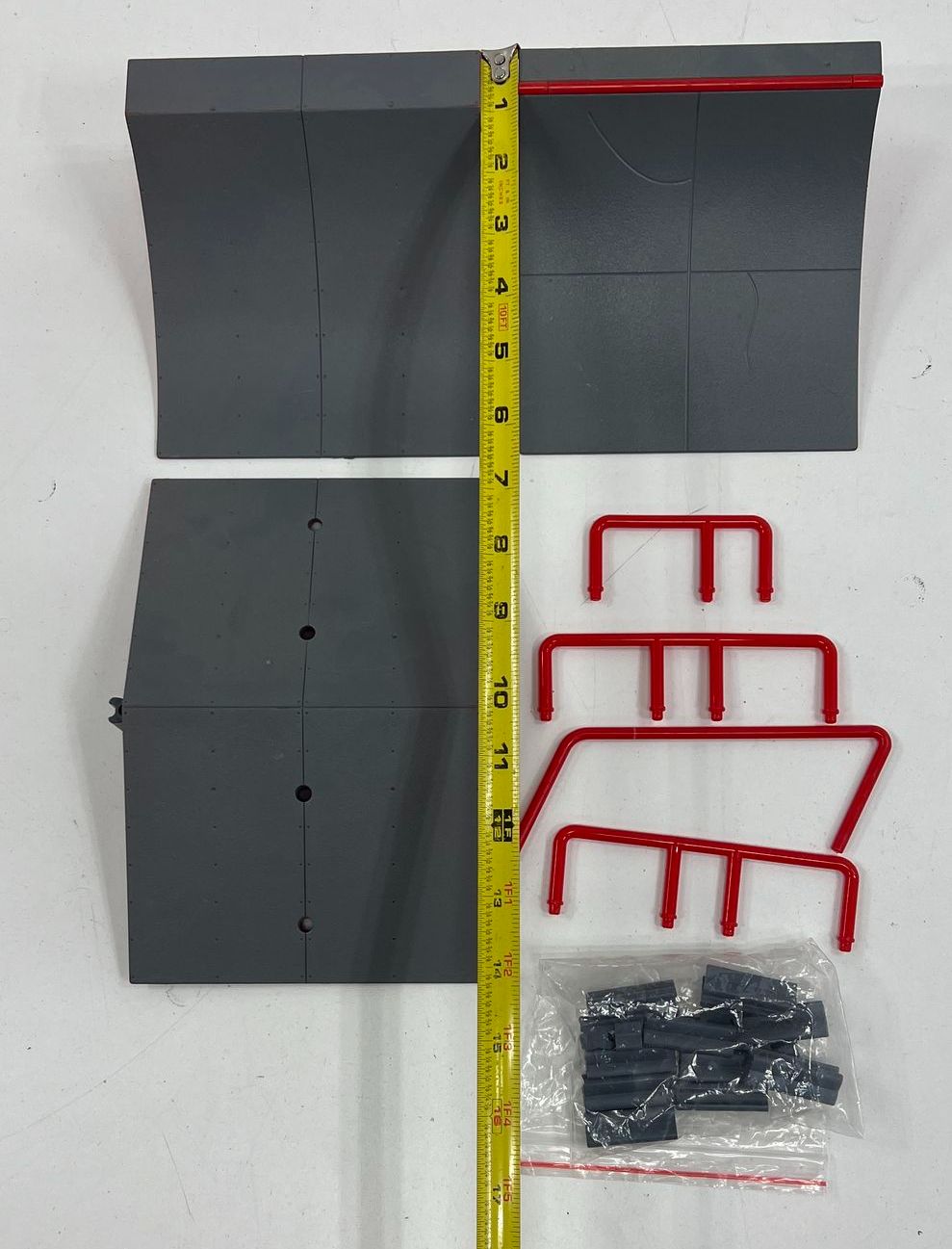Finger Board Skate Park Set Ramps & Railings Red & Grey