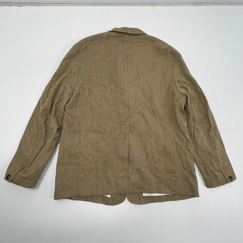 Zara Tan Textured Linen Blend Suit Blazer Jacket Men's L NWT