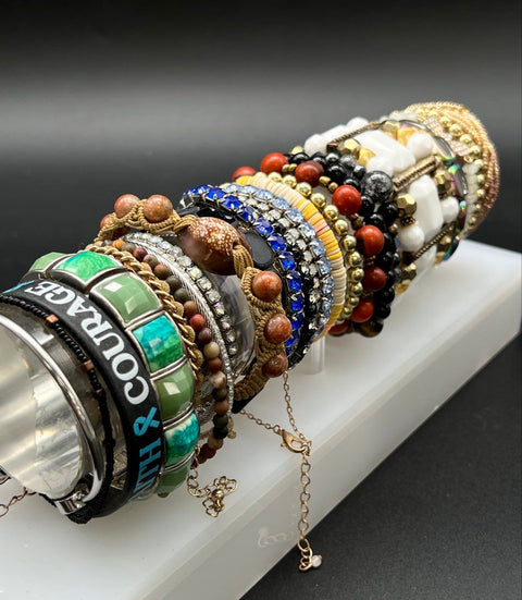 Fashion Jewelry Bracelet Lot 28pc Beaded Rhinestone Cuff Charm Mixed Styles