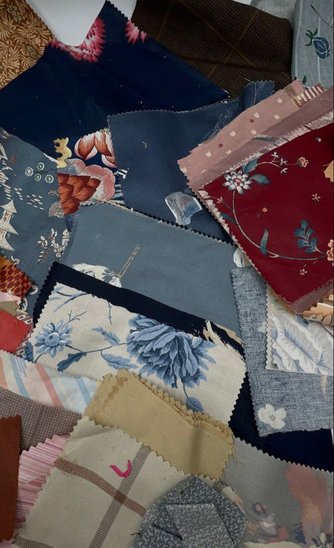 Vintage Cotton Quilt Squares Large Lot Mixed Floral Plaid Geometric Patterns