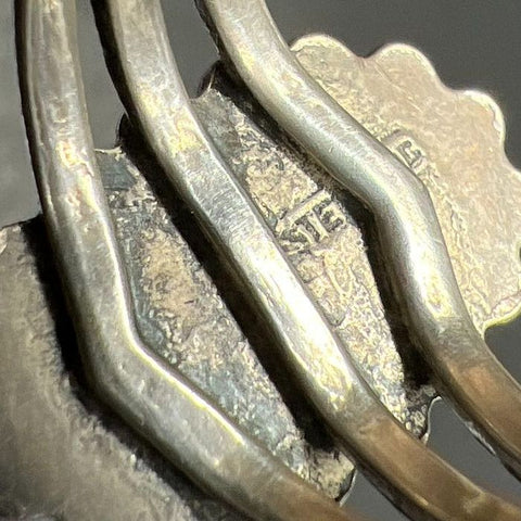 Native American Style Sterling Silver Green Stone Ring Size 6