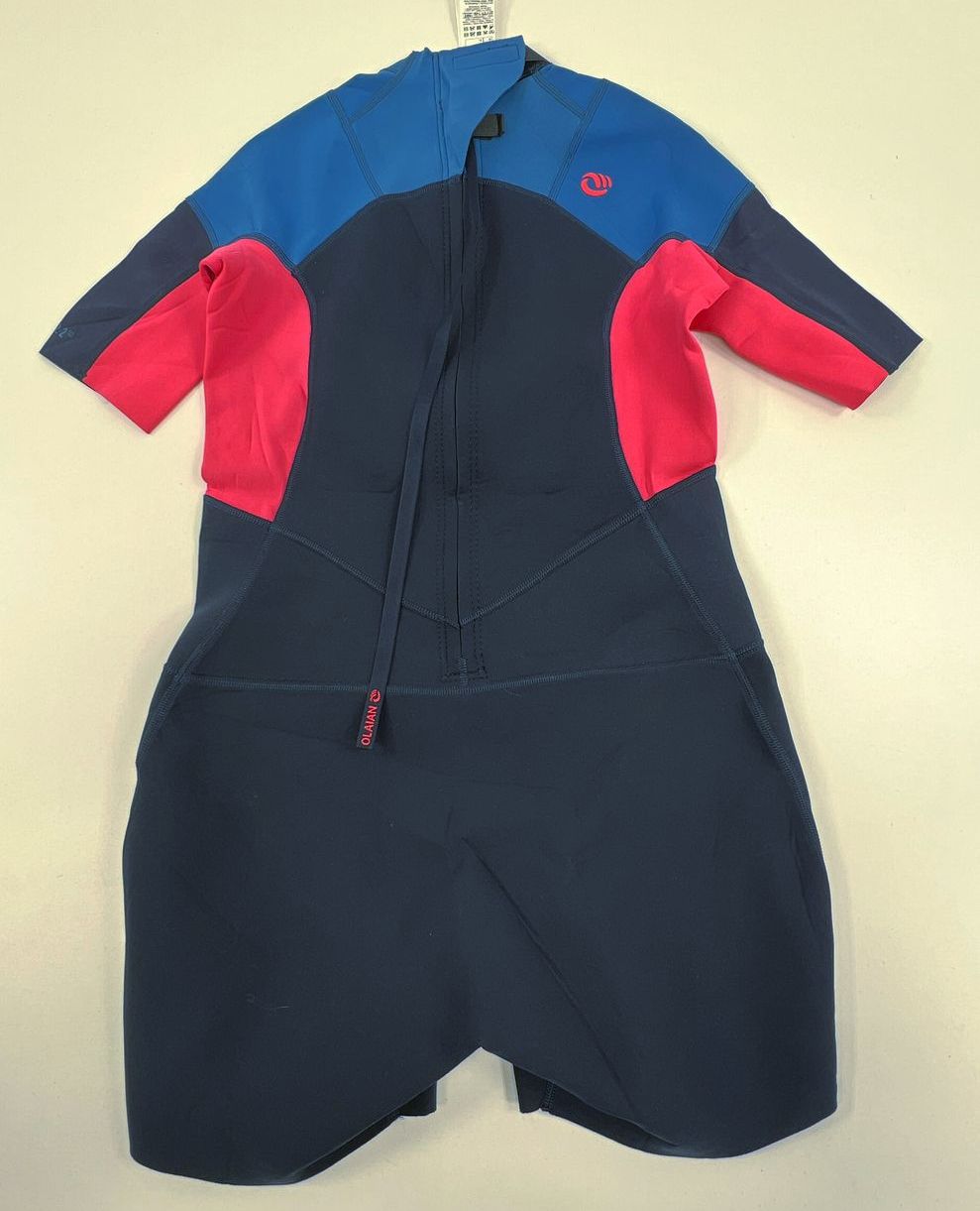 Women's Decathlon Olaian Blue & Pink Short Sleeve Shorts Wetsuit - Size Large