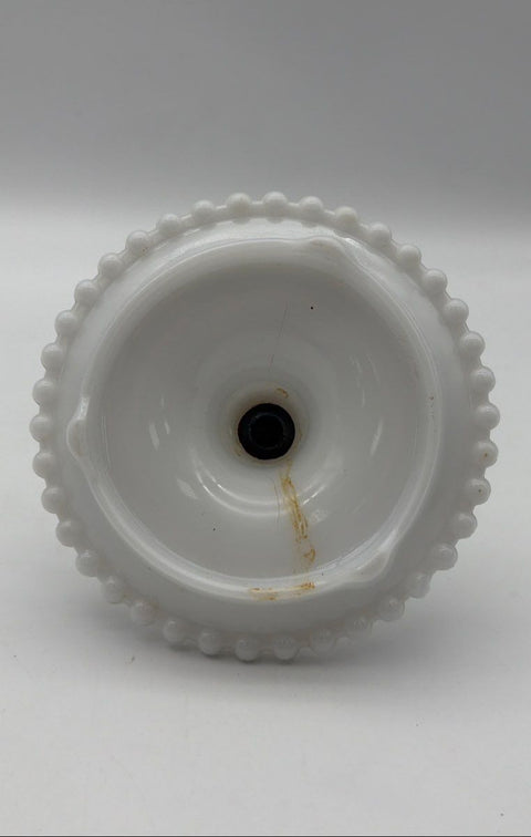 Vintage Swivel Vanity Mirror Hobnail Milk Glass Base Mid Century 11" Tall