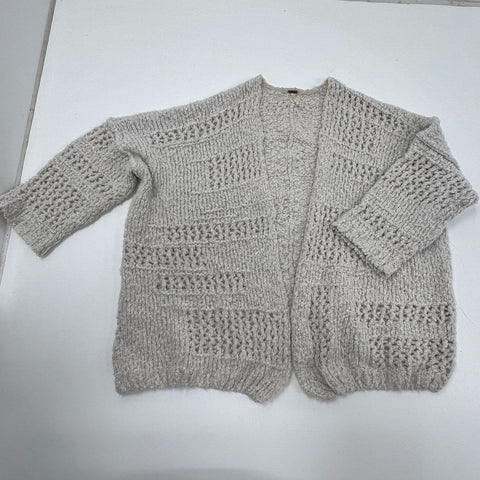 Free People Women's Gray Homecoming Chunky Knit Boucle Open Front Cardigan M/L