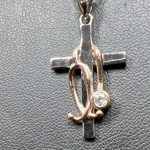 925 Sterling Silver Stethoscope Cross Nurse Pendant Necklace