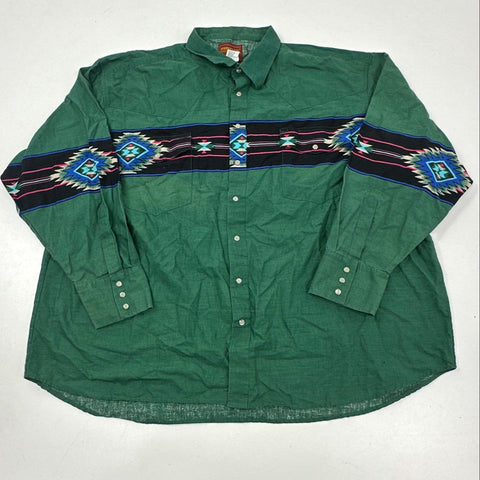 Vintage 90s Rustler Aztec Southwestern Pearl Snap Shirt Sz XXXL