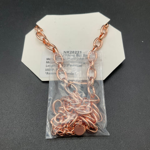 Bomb Party Be Anything But Basic Rose Gold Plated CZ Dog Tag Necklace 18-20.5"