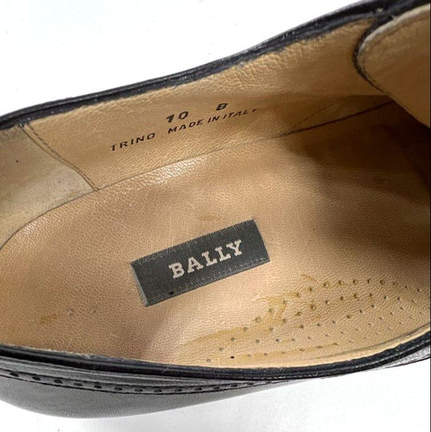 Vintage Bally Trino Black Leather Cap Toe Derby Dress Shoes Size 10 B