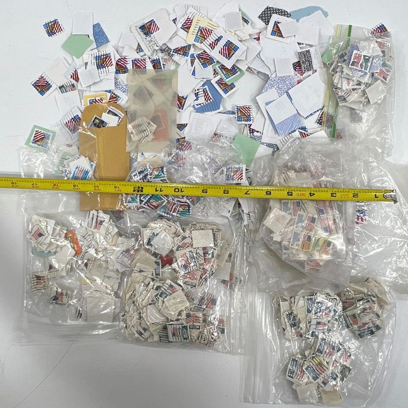 Large Lot Vintage US Postage Stamps Used Cancelled Off Paper Flag Designs Craft