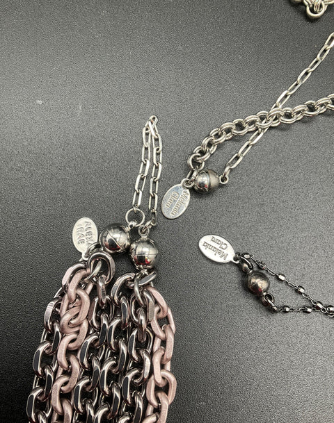 Alexa Rae Miranda Clara Silver Tone Necklace Lot of 3 Pavé Star Heart Coin