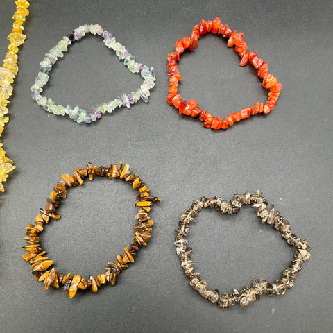 Natural Stone Chip Jewelry Lot 8pc Necklaces & Bracelets Citrine Tiger's Eye
