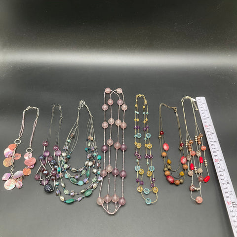 Fashion Jewelry Lot of 7 Necklaces Multi-Strand Beaded Shell Faux Stone Styles