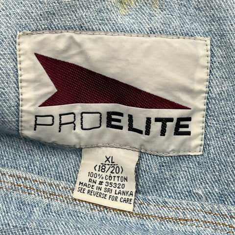 Vintage 90s Dallas Cowboys Pro Elite Denim Jacket Leather Collar Sz XL