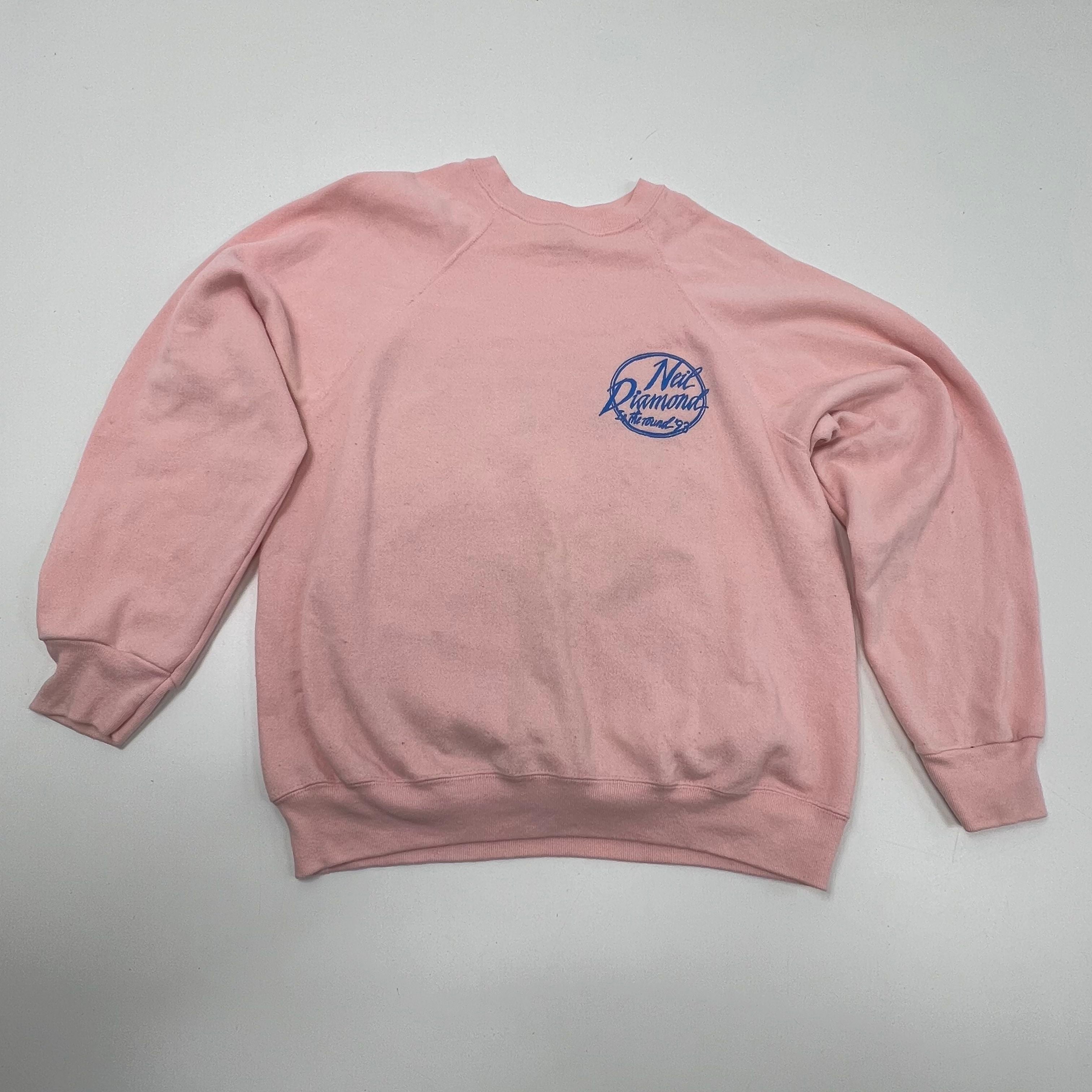 Vintage 90s Neil Diamond '93 Tour Pink Graphic Cut Neck Sweatshirt Men's XL