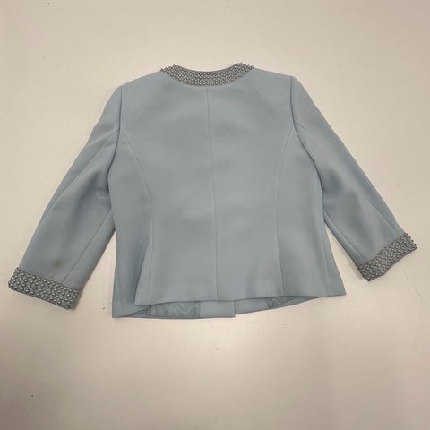 Tahari Arthur S. Levine Light Blue Pearl Beaded Skirt Suit Set Women's Size 12
