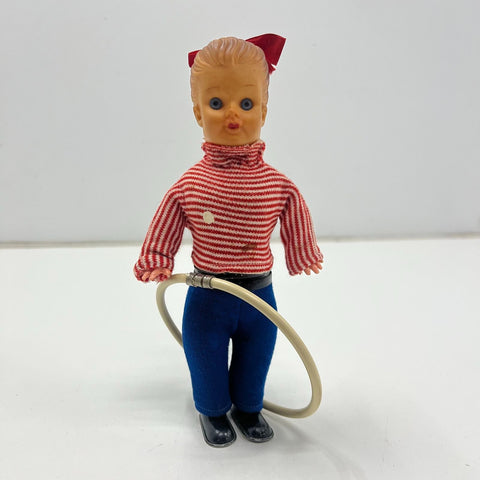 Vintage Hula Hoop Girl Doll Wind Up Toy Mid Century 1950s Plastic