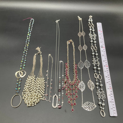 Ann Taylor Talbots Silver Tone Fashion Necklaces Lot of 8 Statement Bead