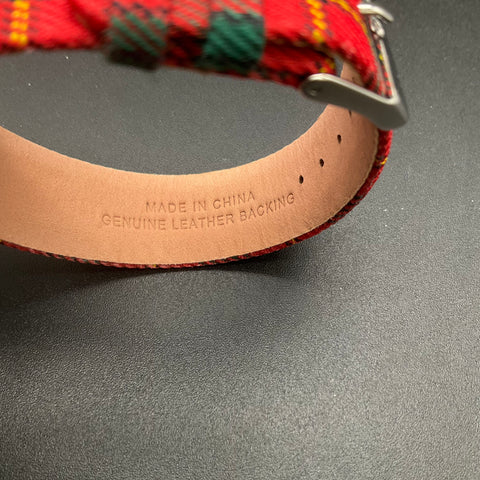 Jeffrey Banks Home Tartan Watch Bands Set 2 Red Yellow Plaid Leather Backing