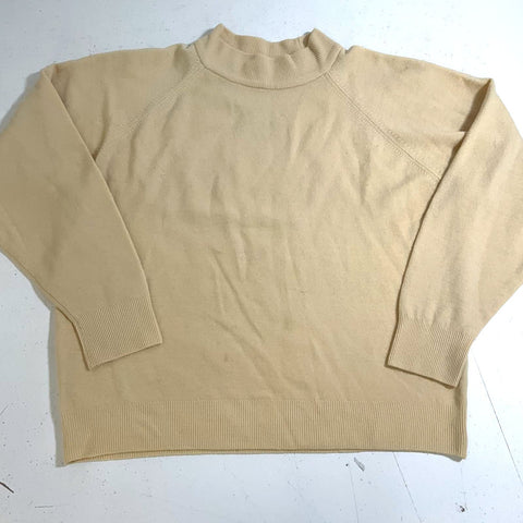 Byford Beige Vintage 80s Pure New Wool Crewneck Sweater Men's L