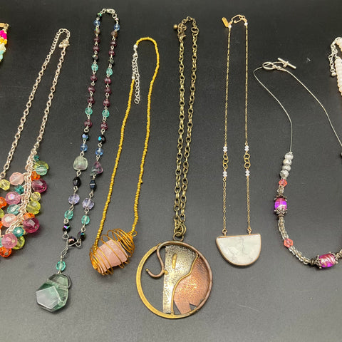 Boho Costume Jewelry Lot 12 Necklaces Elephant Rhinestone Beaded Pendants